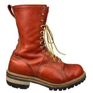 Vintage J.H. Hall Brown Leather Linesman Logger Boots Size US 9.5 D